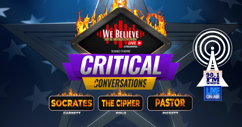 A graphic with the words " we believe live " and some flames.
