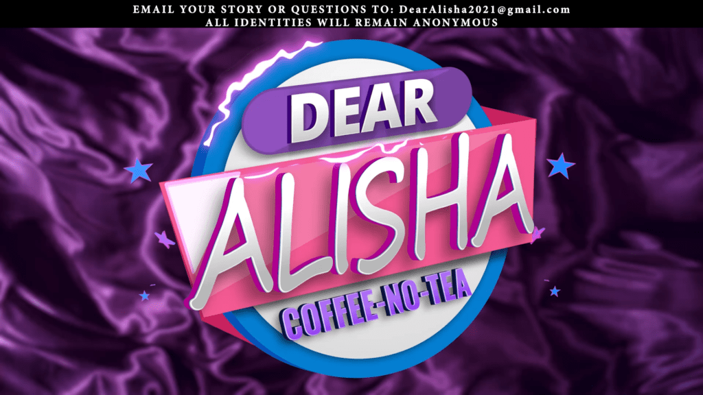 A purple and white logo for dear alisha.